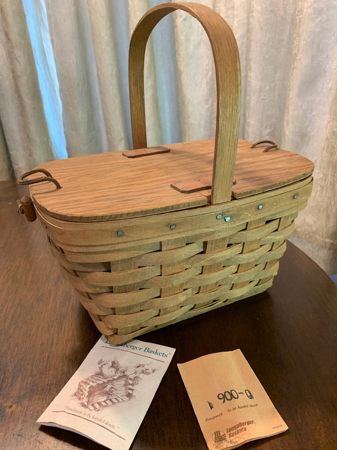 Longaberger Vintage 1986 Spring Basket With Attached Lid With Etsy