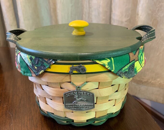 Longaberger John Deere Basket With Liner, Plastic Protector