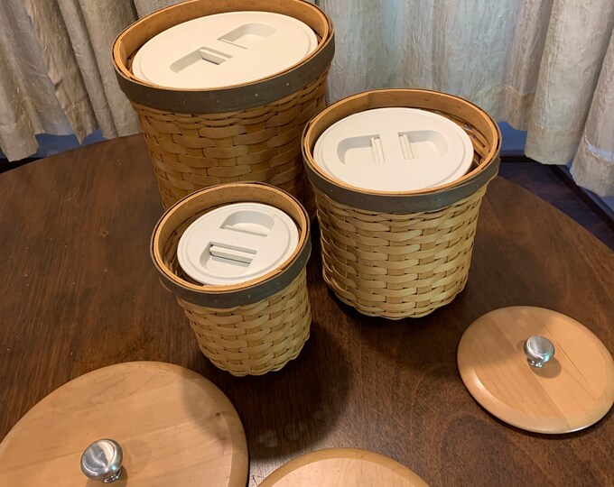 Longaberger Canisters Crock Canister Set With Lidded Heavy Etsy