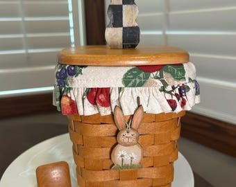 Longaberger Purple Picket Pail Easter Basket With Liner, Protector  display picture 1