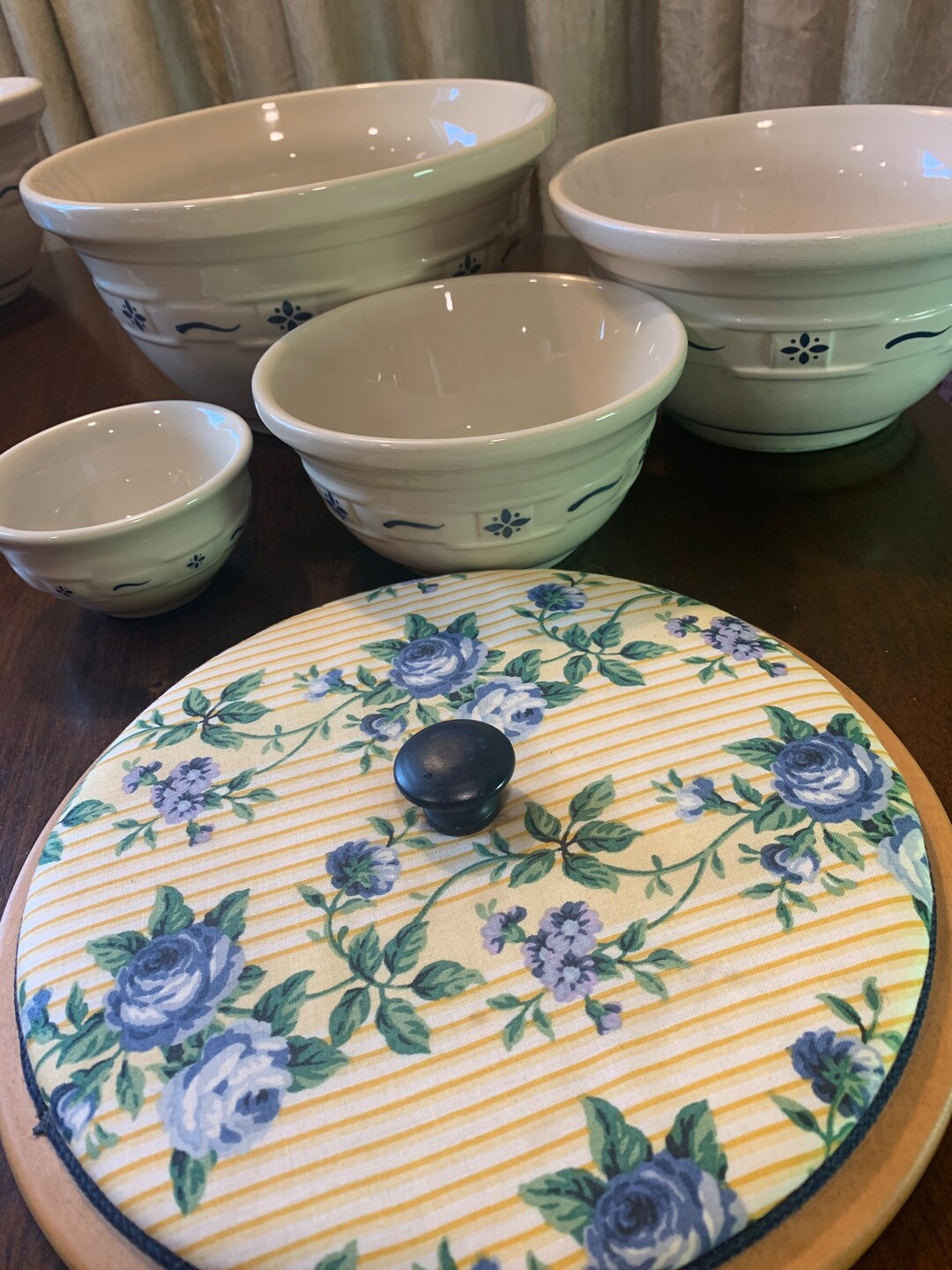 Longaberger Pottery Mixing Bowls Set of 4 Traditional Blue Etsy