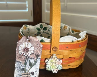 Longaberger Tea For Two Basket, White Ivy Liner, 1999 Mothers Day Edition