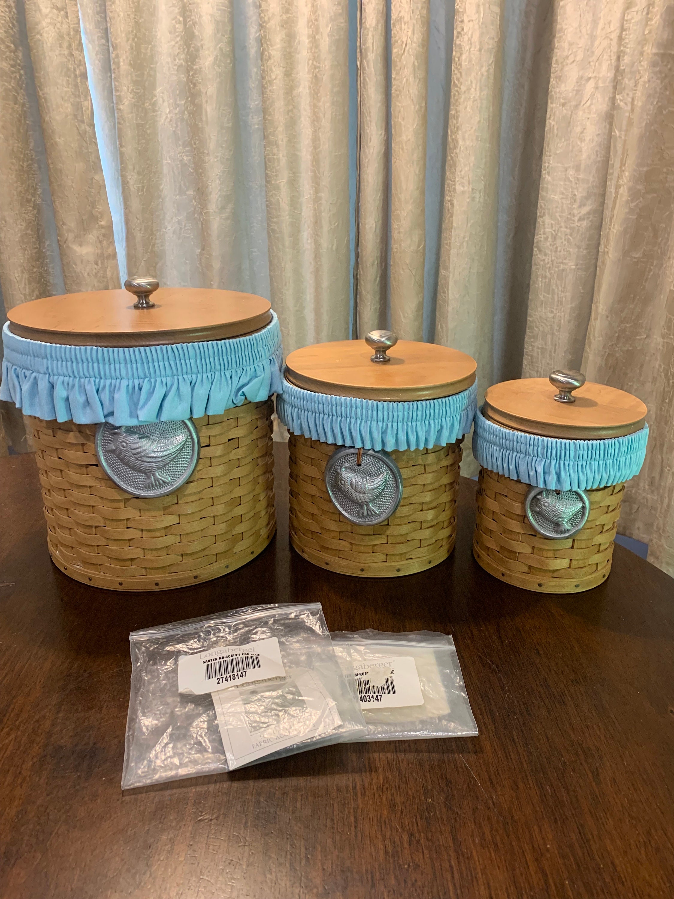 Longaberger Canisters Set Vacuum Seal Lids and Protectors, New