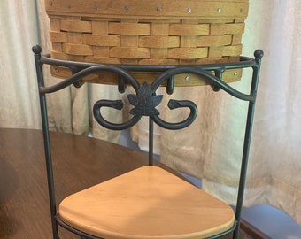 Longaberger  Foundry Wrought Iron Corner Stand 1 Small Corner Basket, 1 Longaberger Shelf, & 1 Lidded Protector Excellent 10282