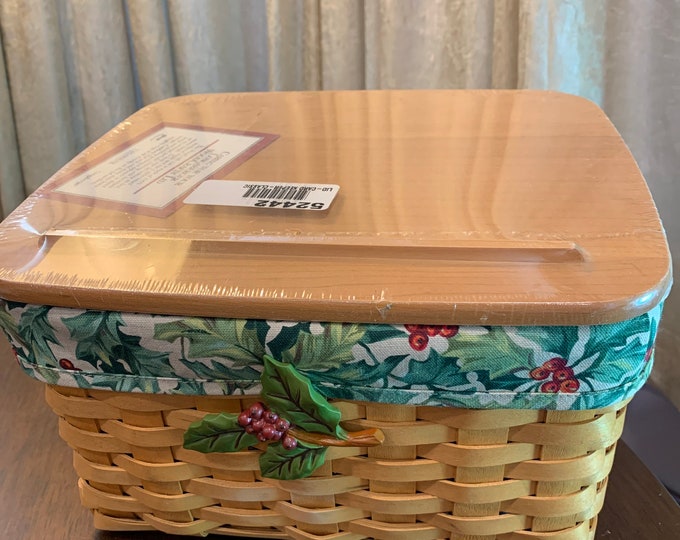 Longaberger Card Keeper Basket Combo Holly Liner and Tie On, Plastic