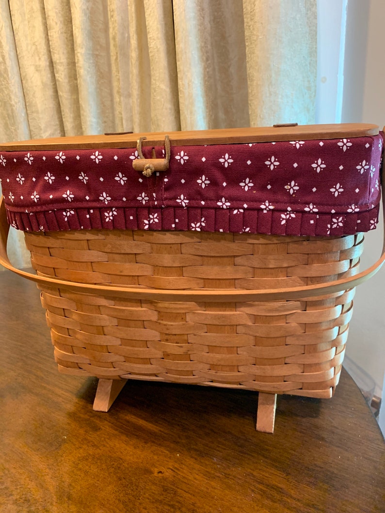 Longaberger Large Footed Newspaper Magazine Basket with Lid Etsy