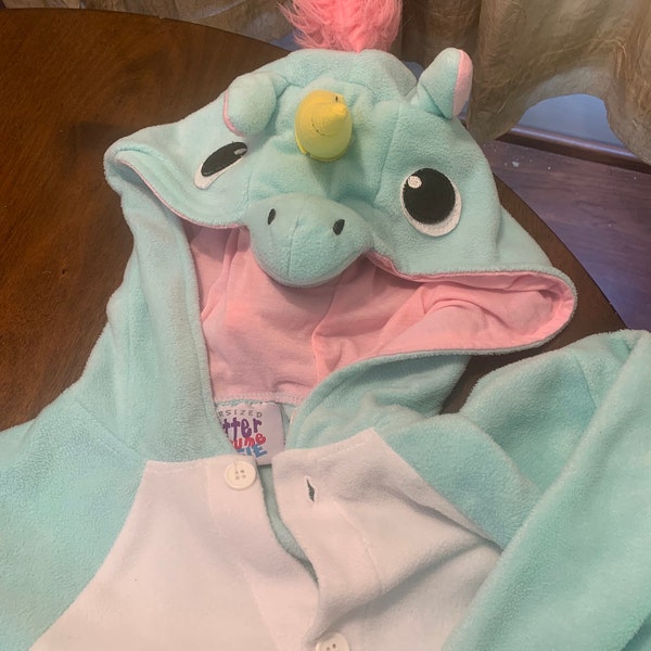 Unicorn Oversized Critter Costume Onesie One Size Fits Most Hooded Pajamas EUC