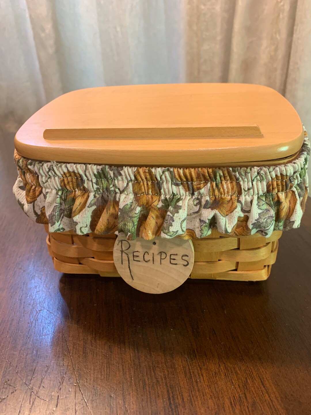 Longaberger Small Recipes Basket With Woodcrafts Lid Pumpkin Etsy
