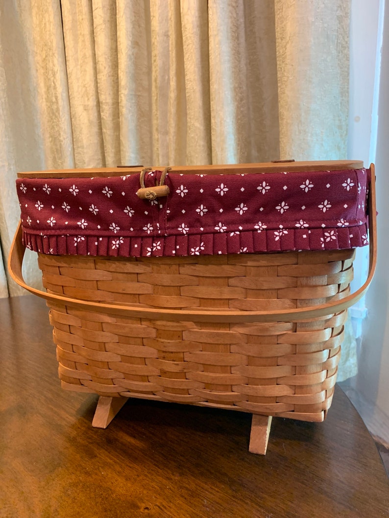 Longaberger Large Footed Newspaper Magazine Basket with Lid Etsy