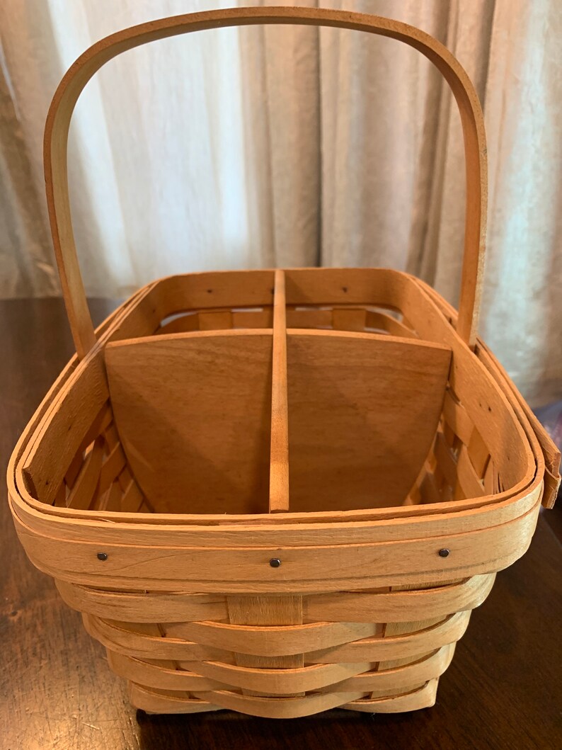 Longaberger Spring Basket with Wooden Dividers 1997 10928 Etsy