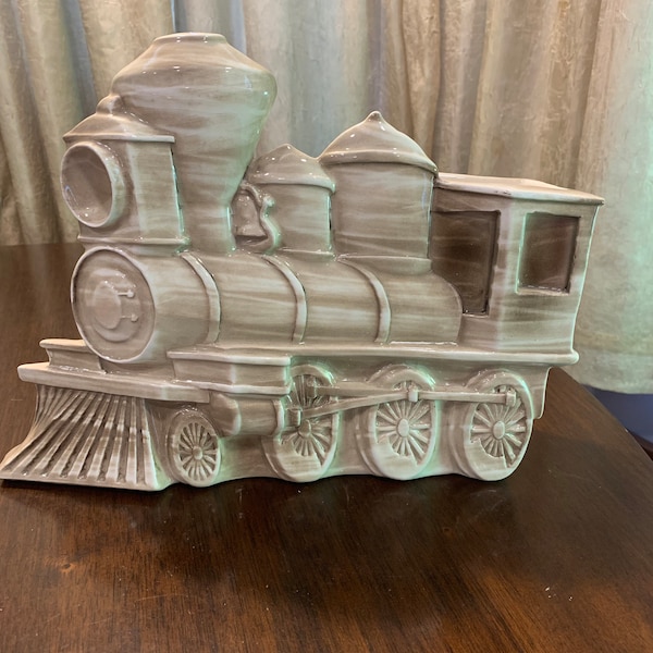 Vintage Claes Ceramic Train Planter Locomotive Steam Engine Train No Breaks Some Crazing EUC
