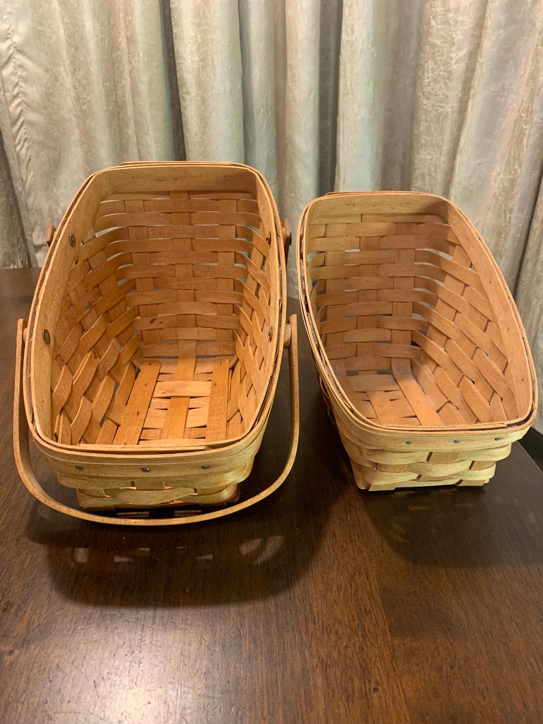 Longaberger Set of Two Nesting Sleigh Vegetable Baskets Small and