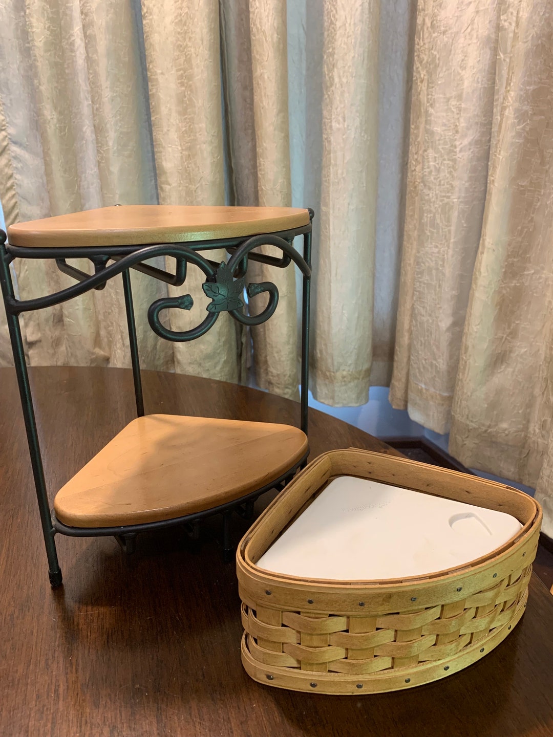 Longaberger Foundry Wrought Iron Corner Stand 1 Small Corner Basket, 2