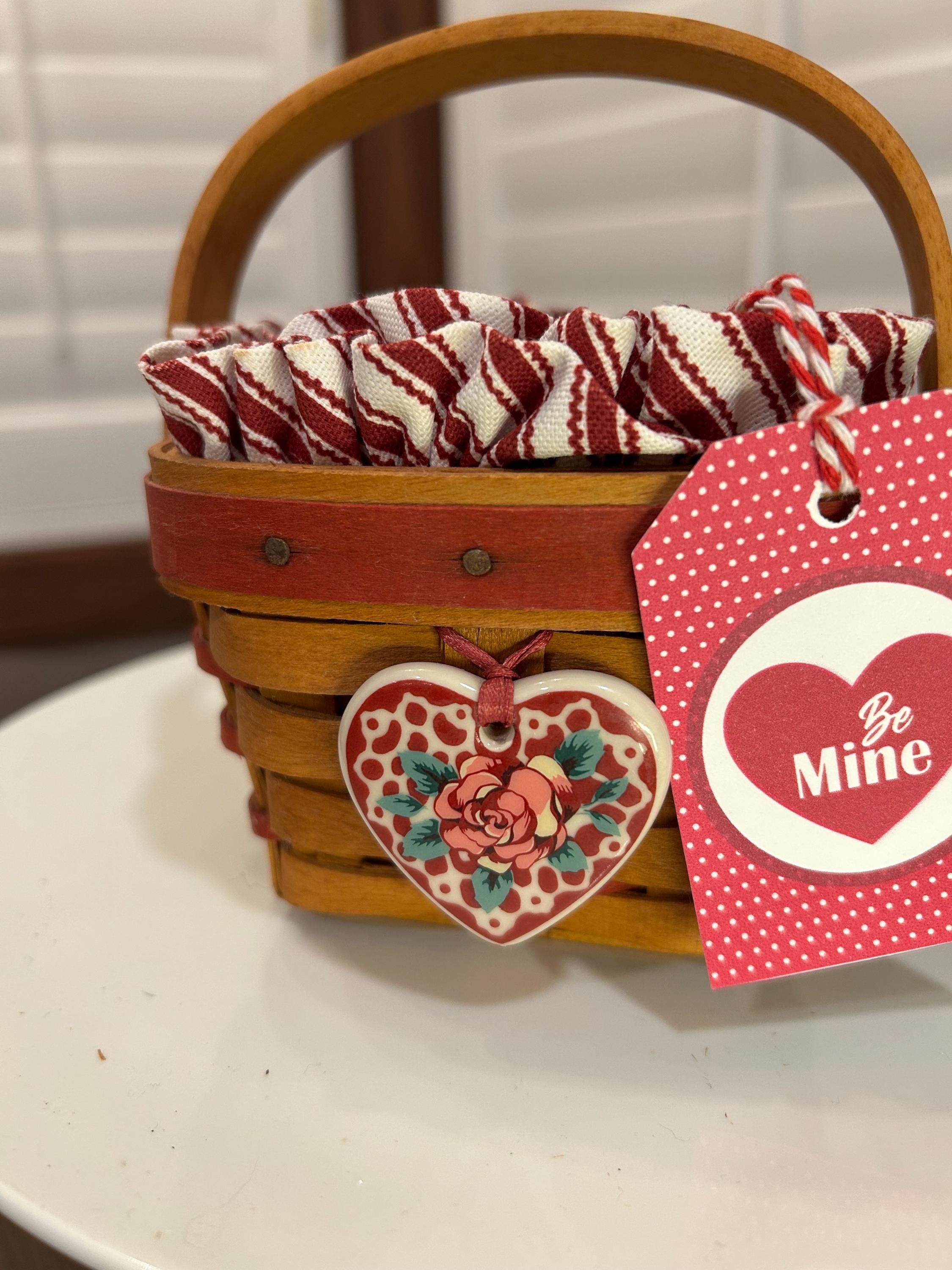 ロンガバーガー　ハート　バスケット　ふた付き Longaberger Heart Basket Sweetheart - Etsy