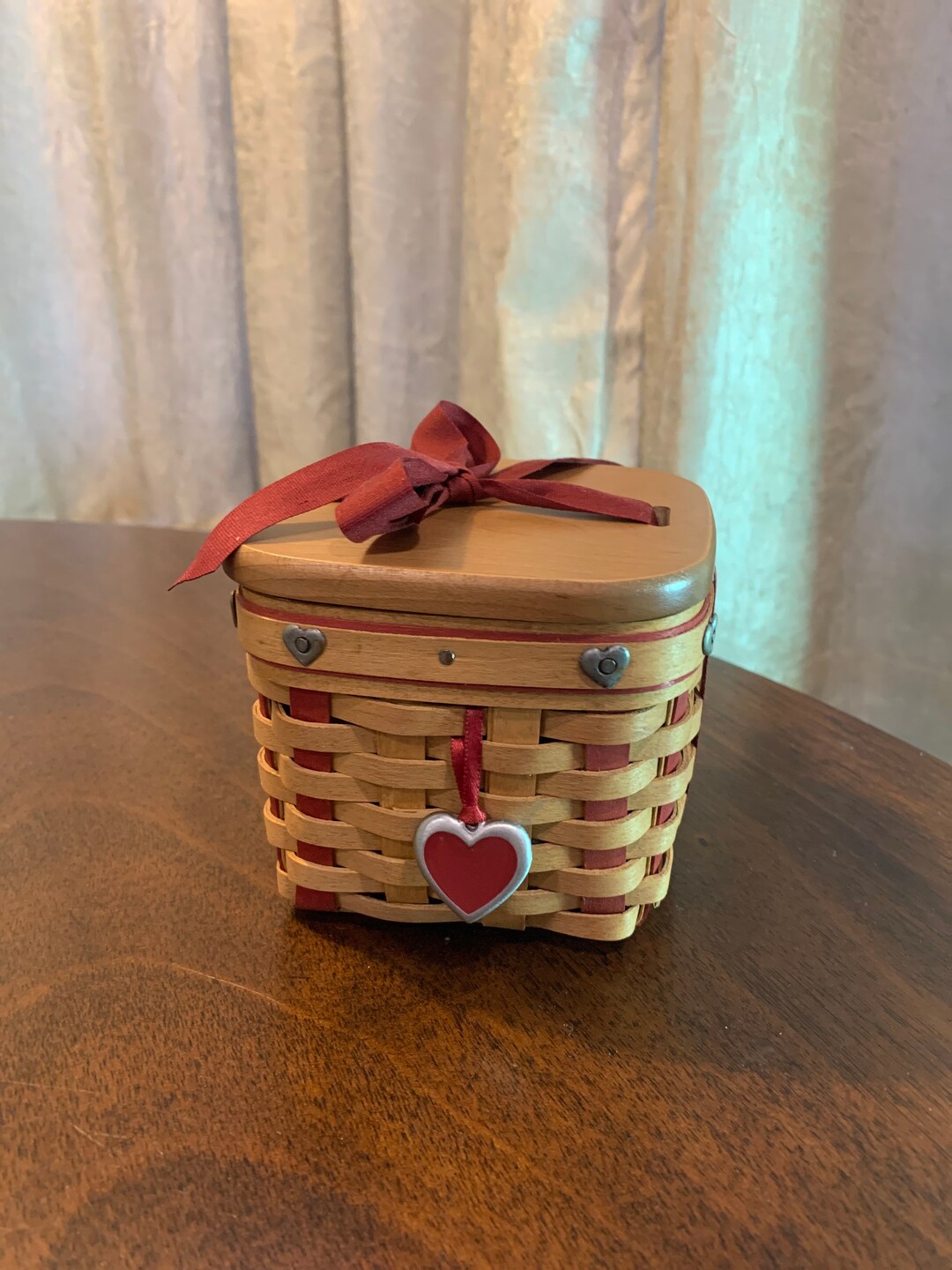 Longaberger Basket Sweetest Gift Sweetheart Basket Red Heart Tie On