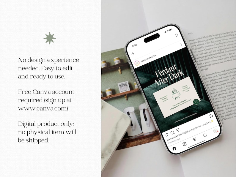 Moody Fine Dining Instagram Templates | Dark Green Restaurant Canva Kit ...