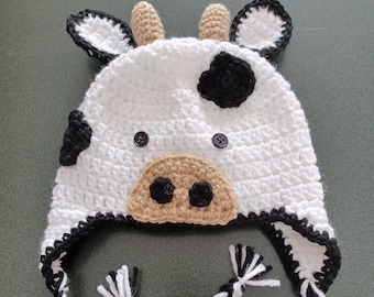 Crocheted Cow Hat - All Sizes