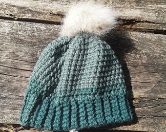 Sage Green Pom Pom Hat 6-12 month