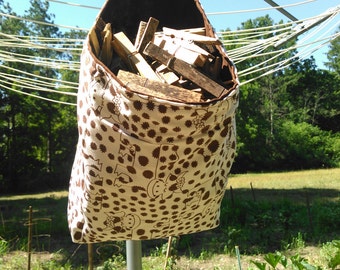 Cow Hanging Fabric Clothespin Holder