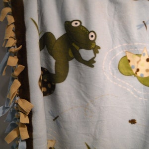 Frog and Lilypad Tie Fleece Blanket
