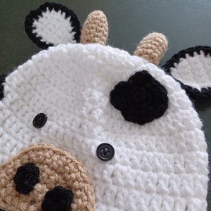 Crocheted Cow Hat All Sizes image 3