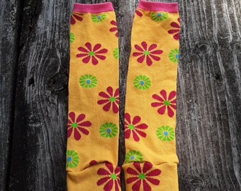 Mustard Yellow Flower Power Leg/Arm Warmers