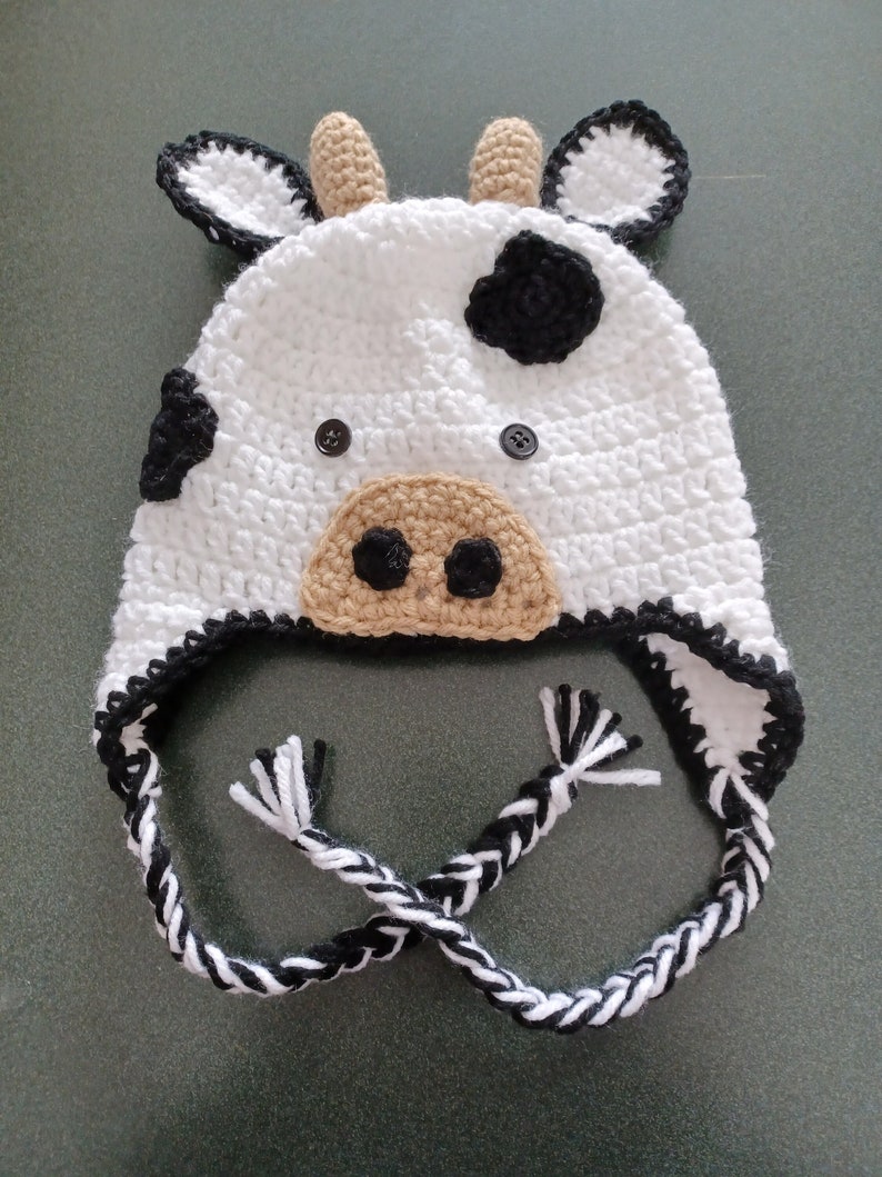 Crocheted Cow Hat All Sizes image 1