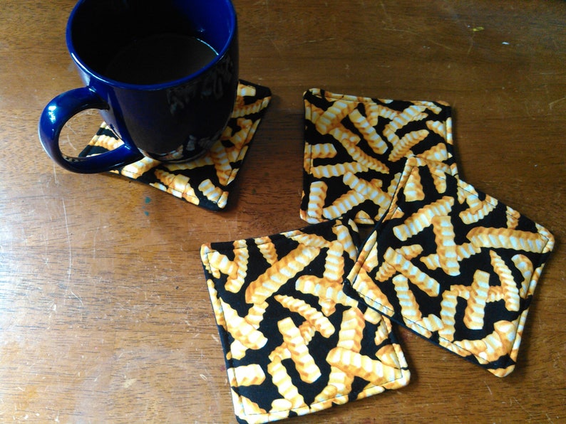 Set of 4 French Fry Reversible Coasters image 1