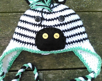 Crocheted Zebra Hat with Mane