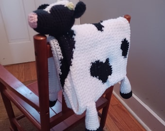 Foldable Crochet Cow Blanket