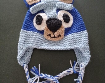 Blue Heeler Dog Crocheted Hat - Toddler to Adult