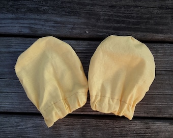 Gants jaunes de rayures de tissu de coton