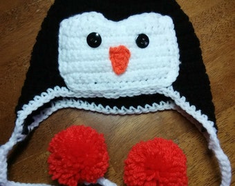 Crocheted Penguin Hat - Custom Sized