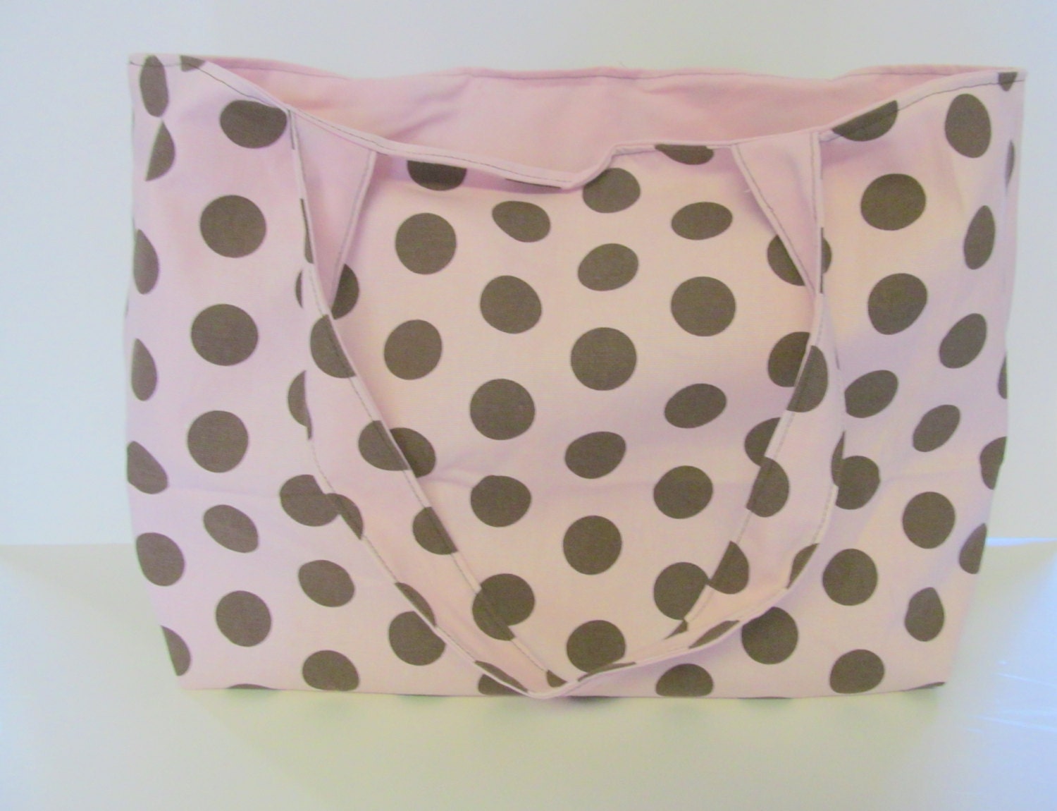 【AAKE】COTTON BIG TOTE BAG (pink / brown) Pink & Brown Tote Bag – Julie Ann Collections LLC