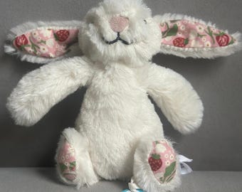 Jellycat Bunny Plush Toy – Soft White Rabbit Stuffed Animal with Floral Ears