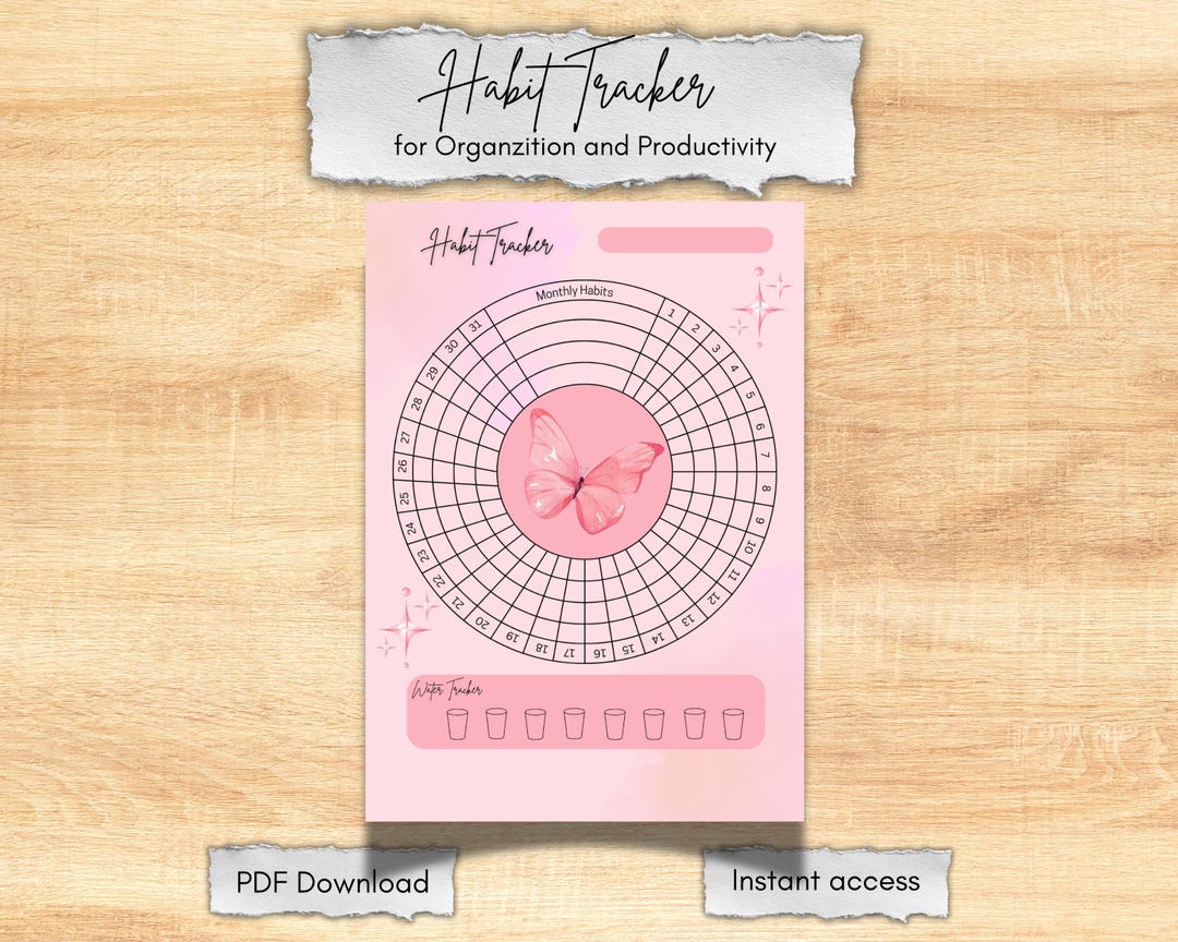 Pink Circular Habit Tracker | Monthly Productivity Planner (instant ...
