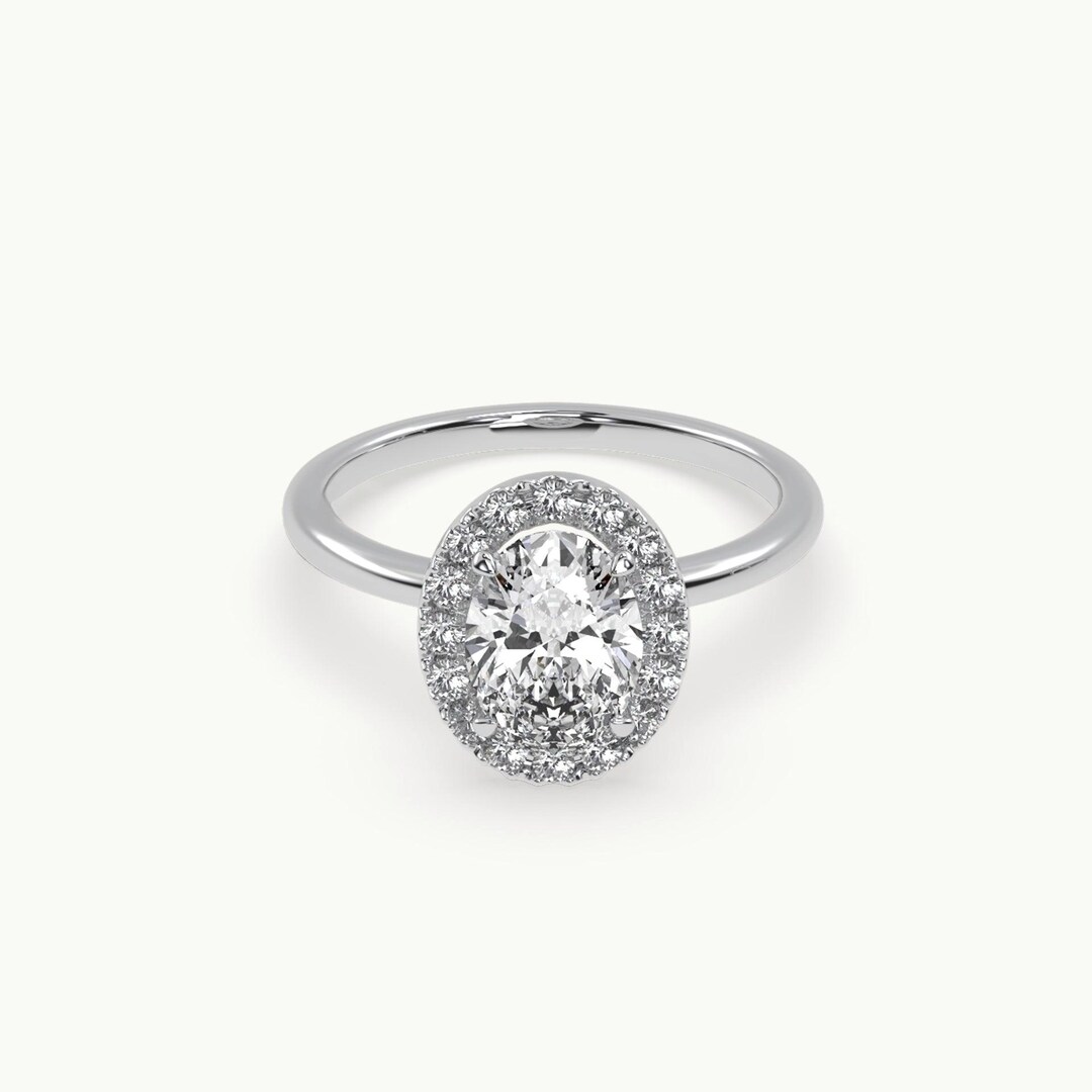 IGI Certified Oval Cut Lab Grown Diamond 3.25 CTW Halo Engagement Ring ...