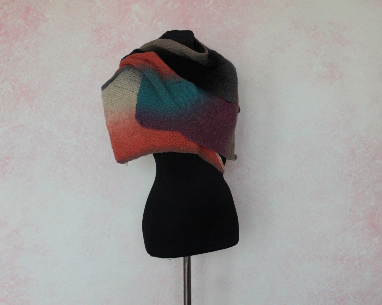Colorful Night. Knitted Wrap Scarf Pure Wool Wrap Gray Etsy