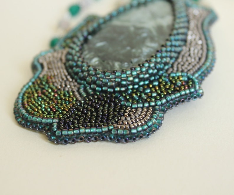 Stone flower bead jessecmault bead embroidered pendant etsy Stone flower bead jessecmault bead embroidered pendant etsy