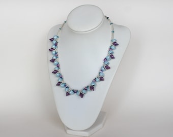 Mint plum macarons. Beaded necklace, minimalist necklace, mint purple silver, Nano Ufo beads, pastel necklace, beaded choker