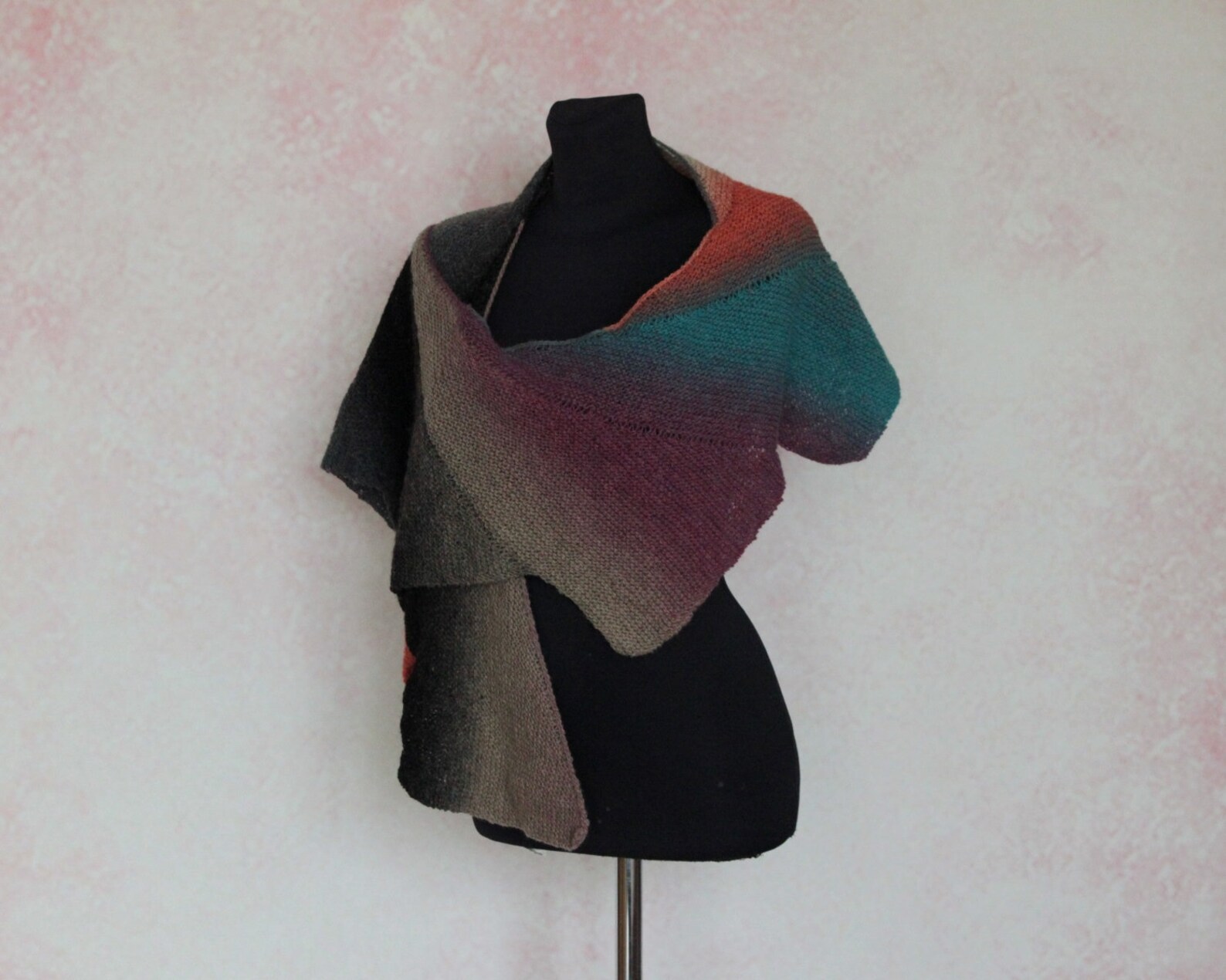 Colorful Night. Knitted Wrap Scarf Pure Wool Wrap Gray Etsy