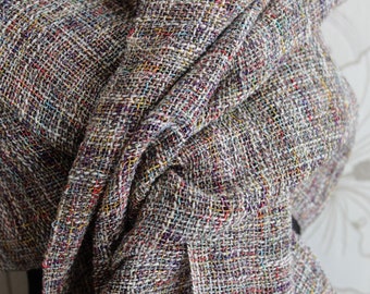 Shimmering Summer. Hand woven scarf, big summer scarf, women wrap, cotton viscose blend yarn, huge wrap, multicolour scarf, fringed shawl