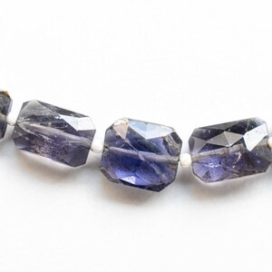 Natural Iolite Octagon Briolette Faceted Centre Drill Strand For Jewellery Making (6.8x5.3x3.5 to 9x6.6x3.8mm)
