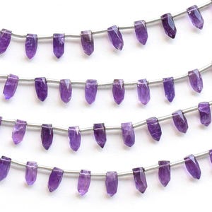 20 perle a goccia sfaccettate in ametista, con foro laterale, in quarzo viola africano naturale, ideali per la creazione di gioielli (10x4-9x4 mm)