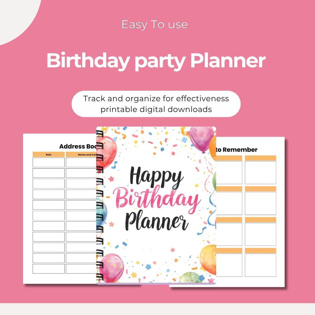 Birthday Party Planner Printable, Celebration Organizer Kit, Event ...