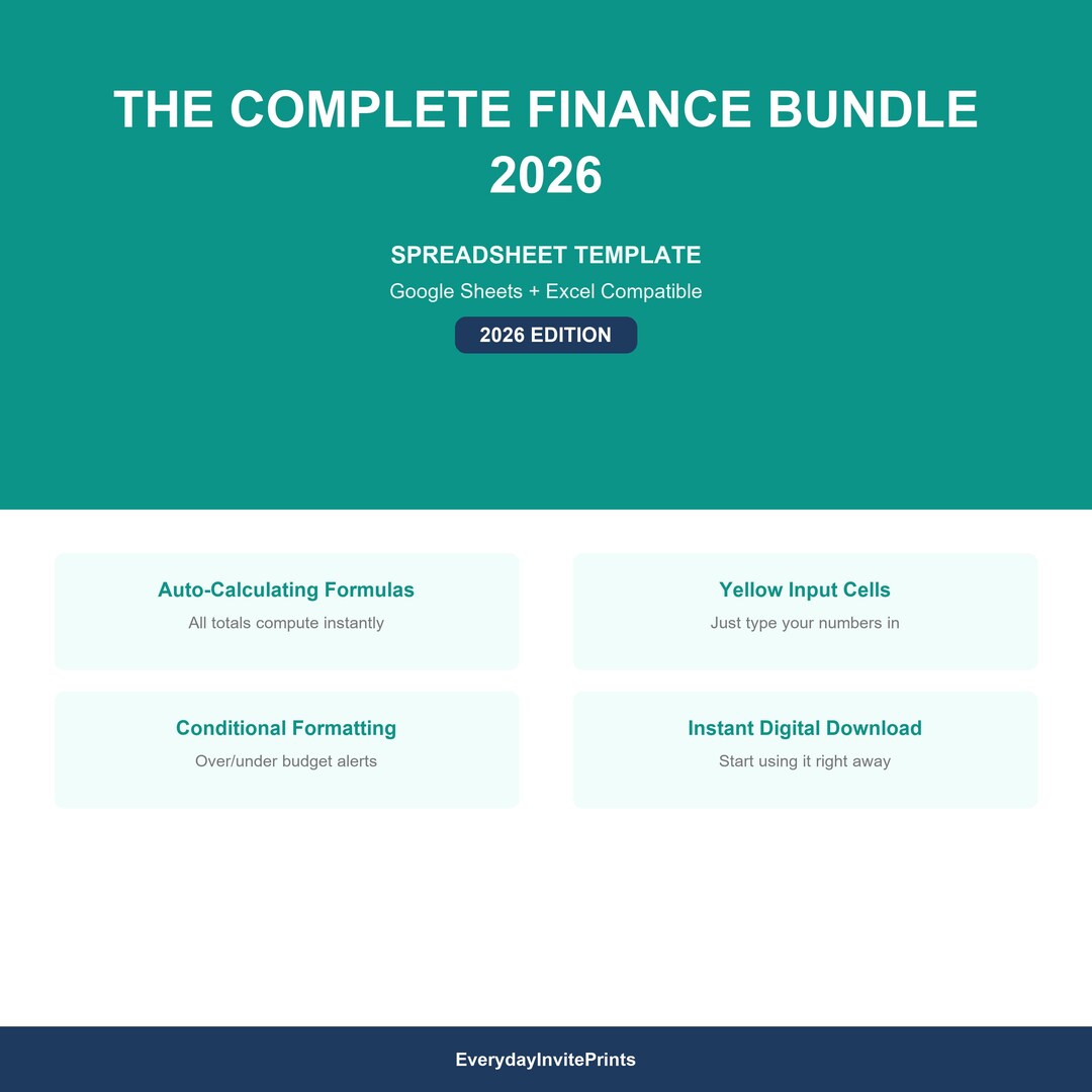 Complete Finance Spreadsheet Bundle 2026 Google Sheets Excel Budget ...