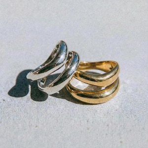 Minimalistisk guldpläterad ring i rostfritt stål | Elegant guldarmband | Tunn stapelring | Enkla vardagssmycken | Vattentät ring