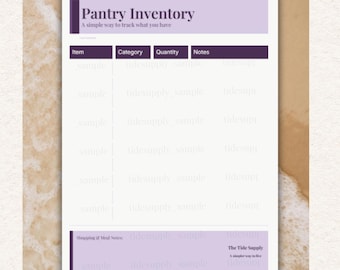 Pantry Inventory Printable | Minimal Kitchen Organizer | Pantry & Food Tracker | Digital Download