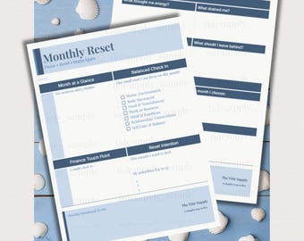 Monthly Reset Planner Printable | Reflection & Intention Setting Worksheet | Simple Monthly Planning Sheet | PDF Download