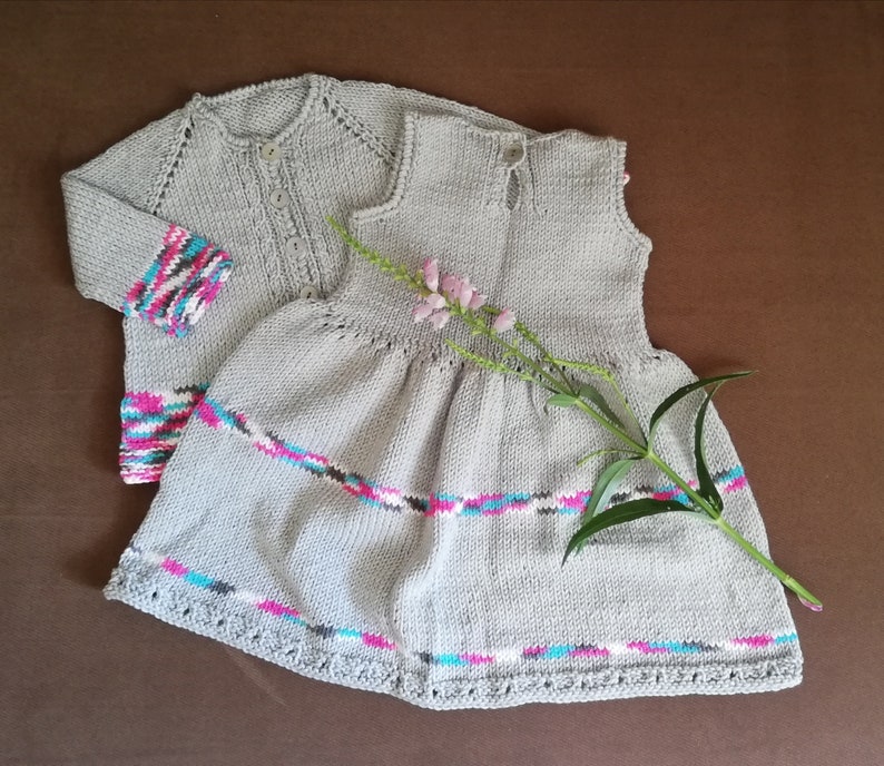 Knit baby gray dress and sweater set for baby girls 18 Etsy